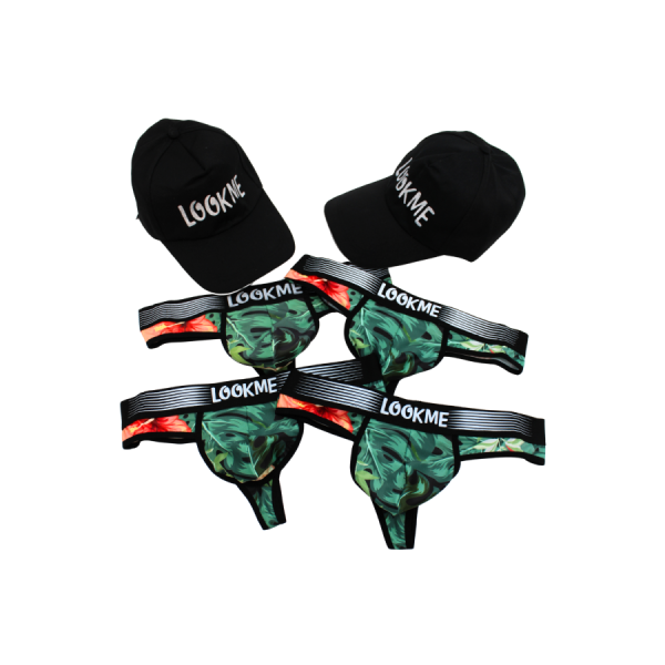 Pack 4 Strings Homme LM2402-57ARO LOOKME + 2 Casquettes Offertes